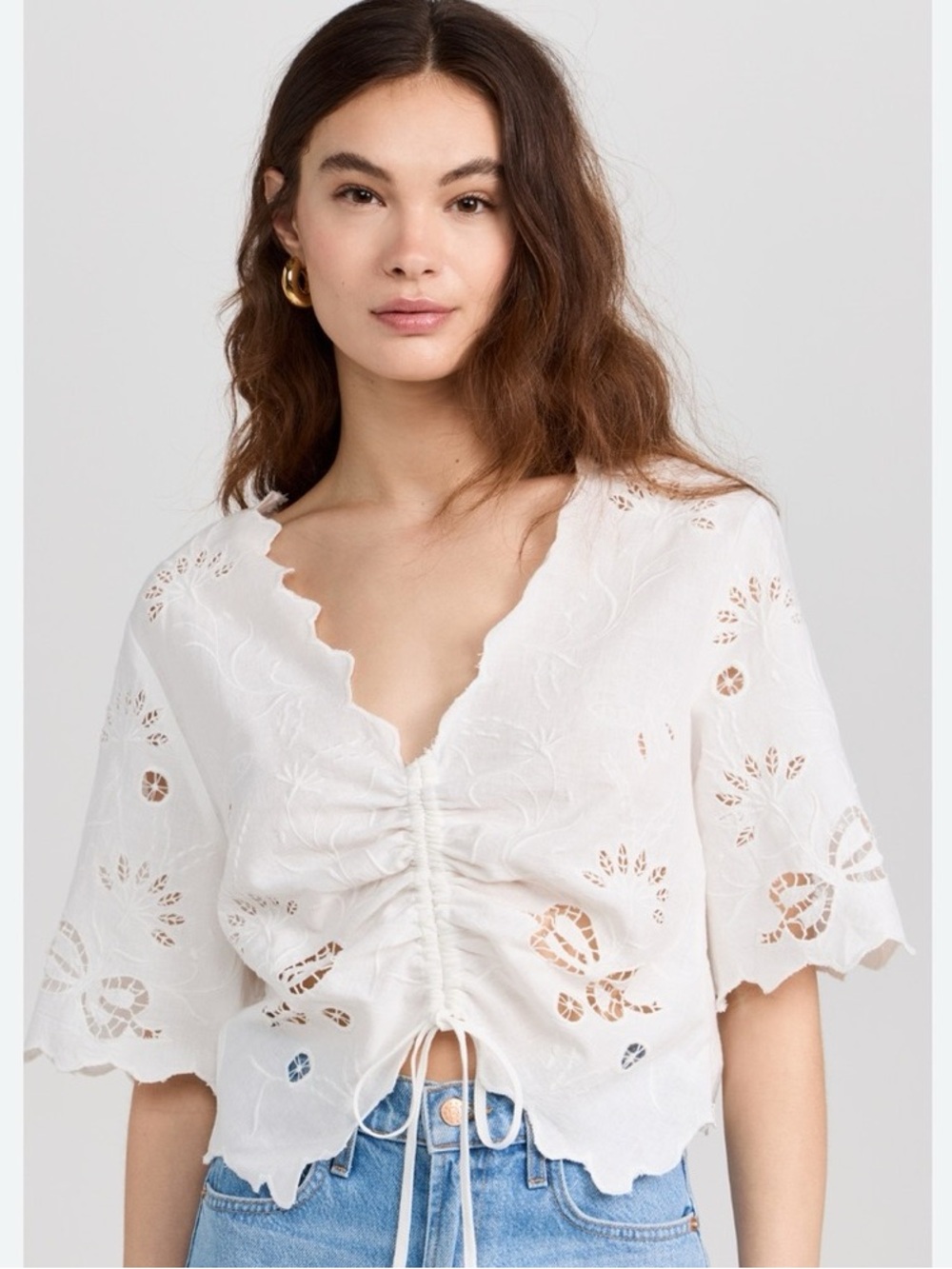 NEW Mother The Social Butterfly Top White Embroidered